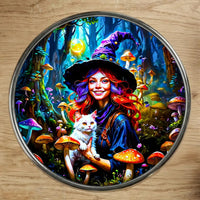 Magnet Sorcière Chat Champignon