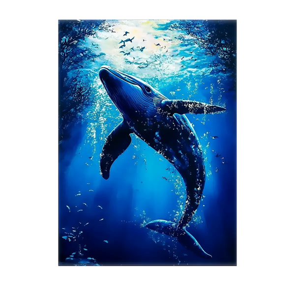 Tableau Baleine Bleue – 10x15 cm