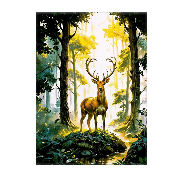 Tableau Cerf Forêt – 10x15 cm