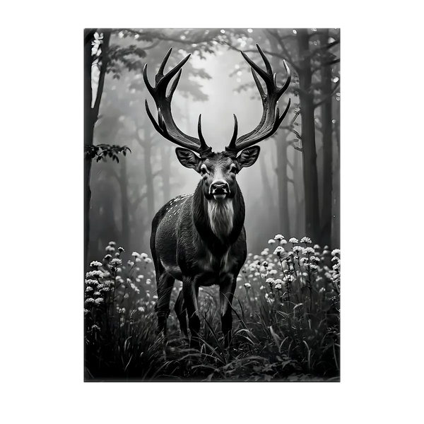 Tableau Cerf Noir et Blanc – 10x15 cm