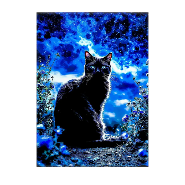 Tableau Chat Noir – 10x15 cm
