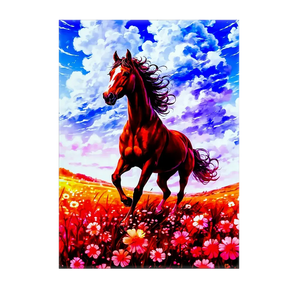 Tableau Cheval Prairie – 10x15 cm