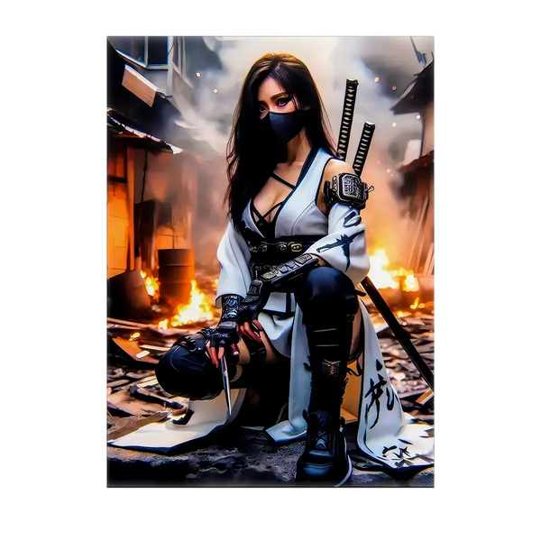 Tableau Femme Ninja – 10x15 cm