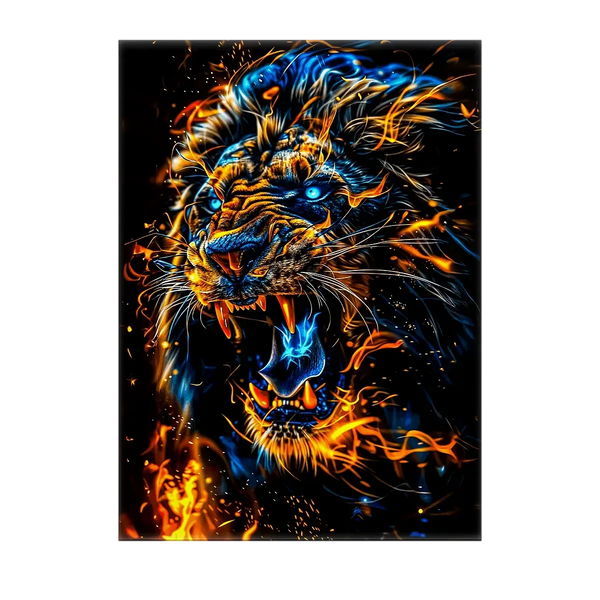 Tableau Lion Feu – 10x15 cm
