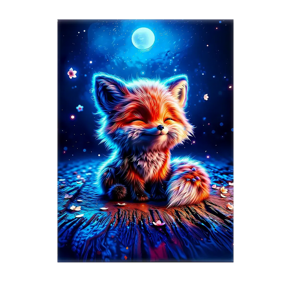 Tableau Renard Lune – 10x15 cm