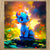 Dragon Chiffonnette Bleu : dragon bleu cartoon vibrant aux ailes orange sur rocher moussu