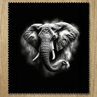 Chiffonnette Elephant Noir et Blanc