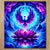 Art mystique violette et bleue avec phénix radiant au-dessus d’un lotus lumineux, Chiffonnette Phoenix Violet
