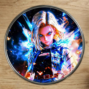 Assiette décorative Magnet C18 : anime blonde aux yeux bleus, énergie bleue cosmique