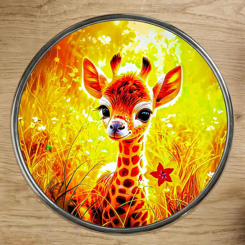Magnet girafe savane décoration frigo, illustration dessinée à la main en Anjou sans IA
