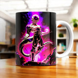 Tasse Freezer : Frieza en armure argentée sur fond cosmique violet rose