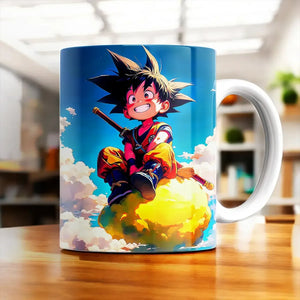 Tasse Goku Nuage Magique : Goku enfant sur nuage doré, ciel bleu
