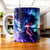 Tasse Mug Megumi en céramique blanche avec illustration anime de personnage aux yeux bleus et loup cosmique