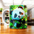 Tasse panda en céramique blanche avec panda cartoon et bulles bleues