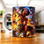 Tasse Mug Usopp : mug céramique anime vibrant avec Usopp musclé, afro, lunettes et motifs papillons sur fond orange et bleu