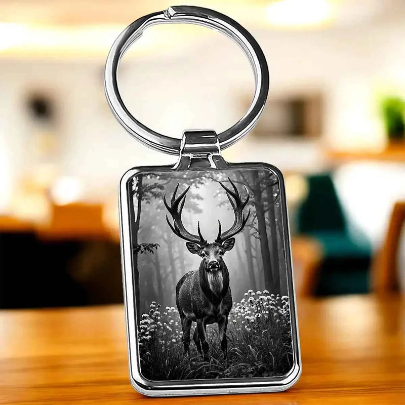 Porte Clé Cerf Noir et Blanc