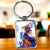 Porte-clé Chat Peinture : chat coloré aux fleurs et motifs tourbillonnants