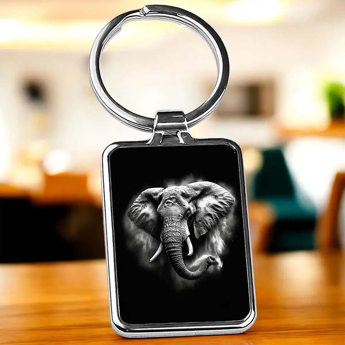 Porte Clé Elephant Noir et Blanc - Les Bois d'Aurore