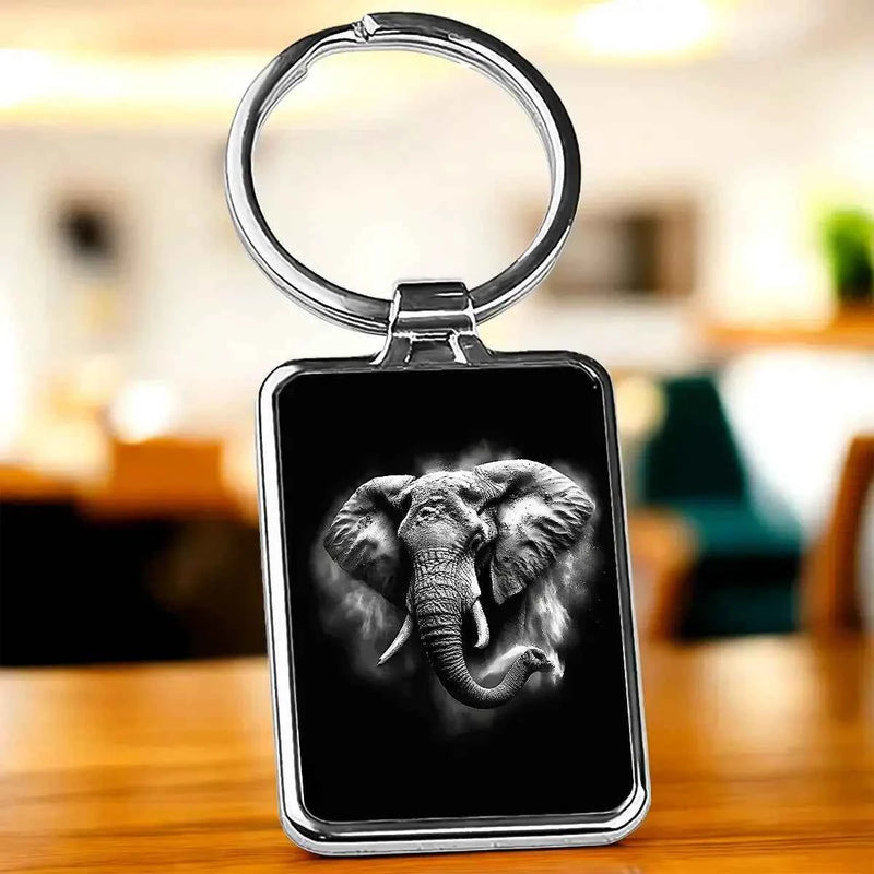 Porte Clé Elephant Noir et Blanc