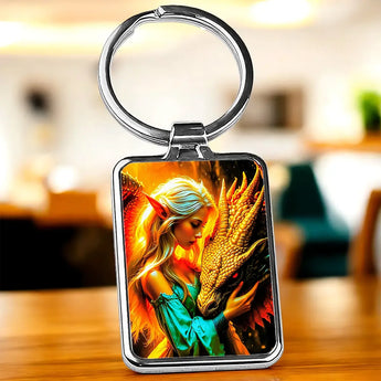 Porte Clé Femme et Dragon - Les Bois d'Aurore