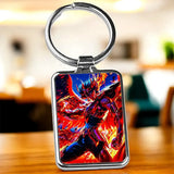 Porte-clé Ikki du Phénix : guerrier en armure rouge et bleue feu