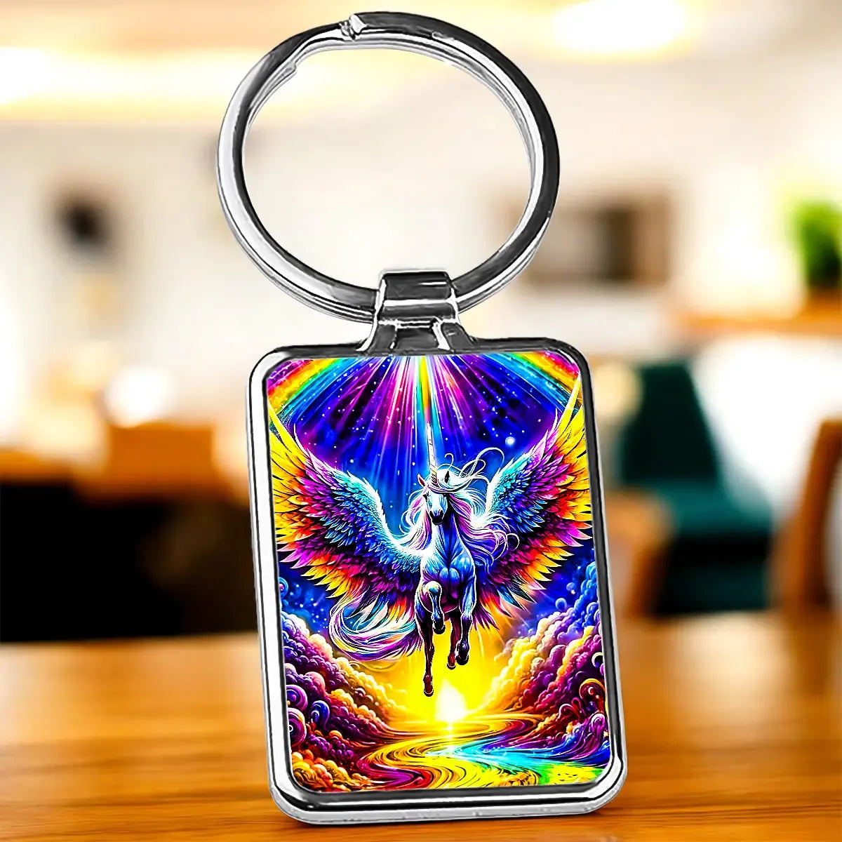 Porte Clé Licorne Arc en Ciel - Les Bois d'Aurore