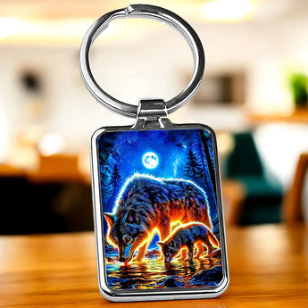 Porte Clé Loup Famille - Les Bois d'Aurore