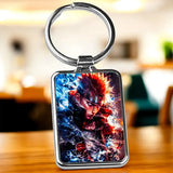 Porte-clé Pain : anime vibrant avec effets énergétiques bleu et rouge