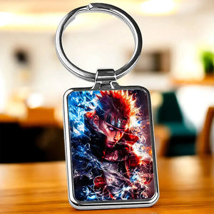 Porte-clé Pain : anime vibrant avec effets énergétiques bleu et rouge