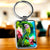 Porte-clé Perroquet Tropical en métal argenté avec perroquet rose