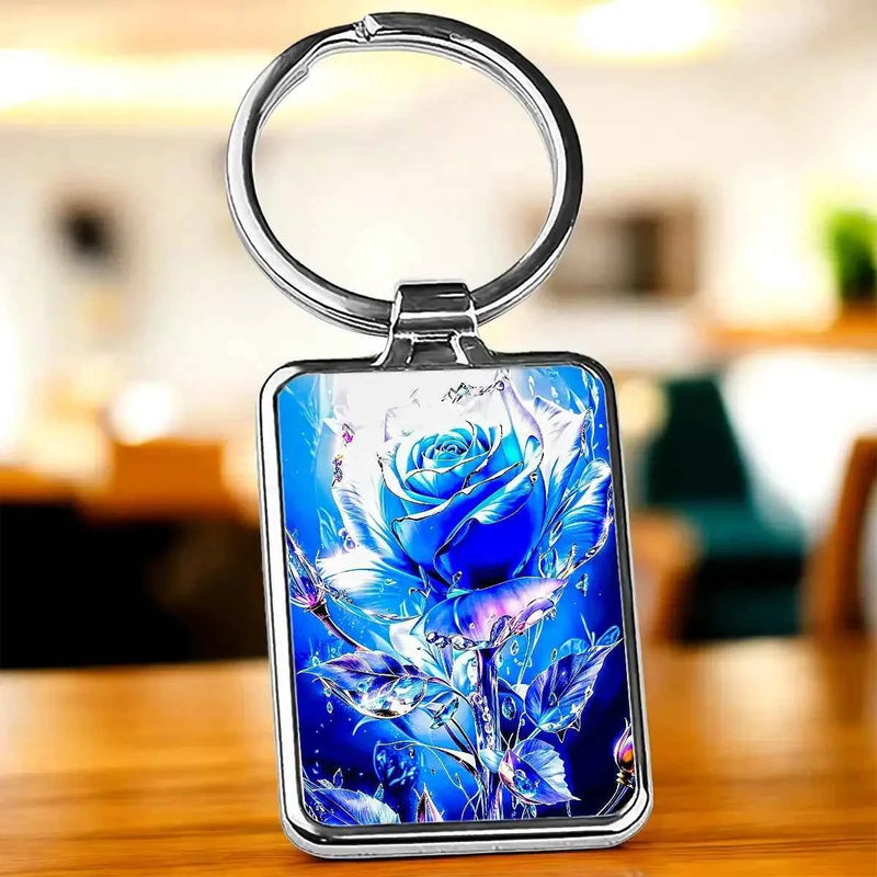 Porte Clé Rose Bleue