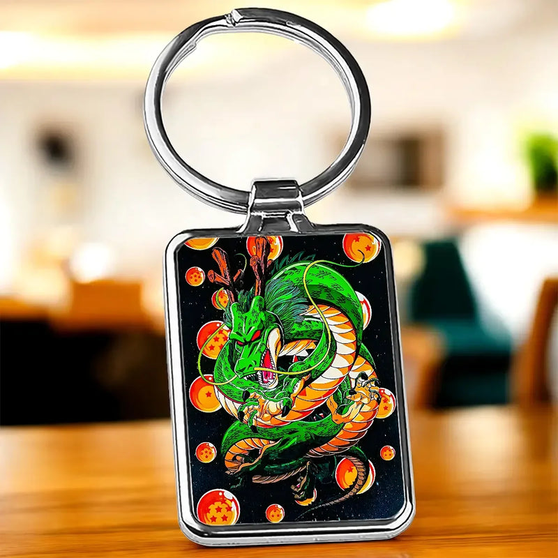 Porte-clé Shenron Dragon Ball Z vert avec cadre argenté métallique