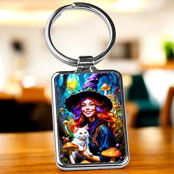 Porte Clé Sorcière Chat Champignon - Les Bois d'Aurore