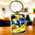 Porte-clé Vegeta SSJ rectangulaire argenté avec Goku Super Saiyan
