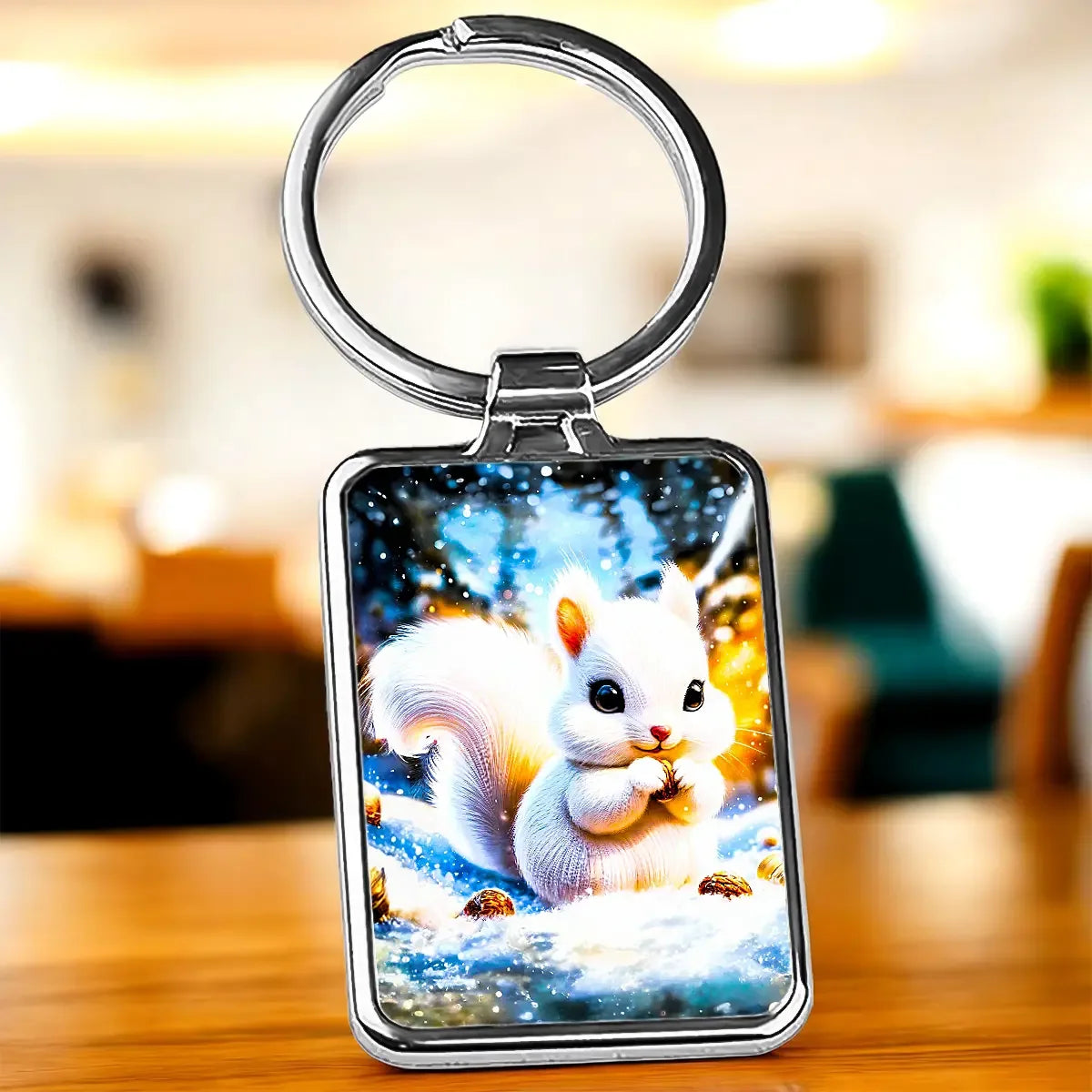 Porte Clé Écureuil Blanc - Les Bois d'Aurore