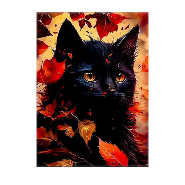 Tableau Chat Automne – 10x15 cm