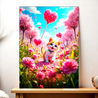 Tableau Chat Coeur - Les Bois d'Aurore