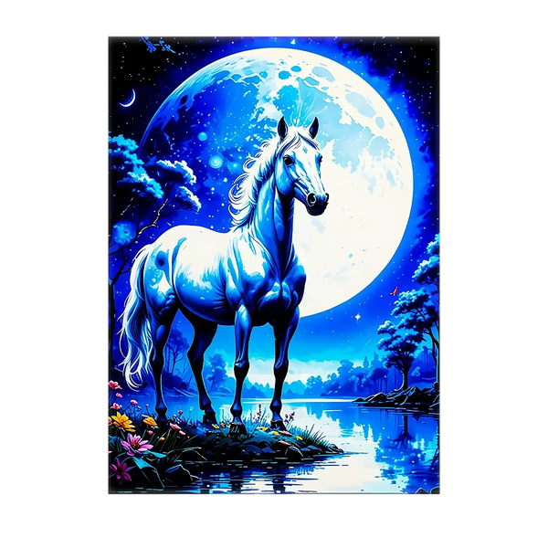 Tableau Cheval Blanc – 10x15 cm