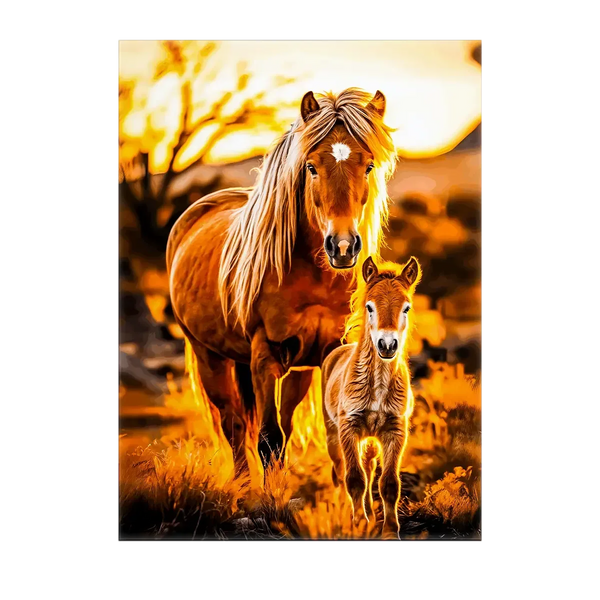 Tableau Cheval Famille – 10x15 cm
