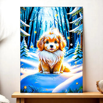 Tableau Chien Neige - Les Bois d'Aurore