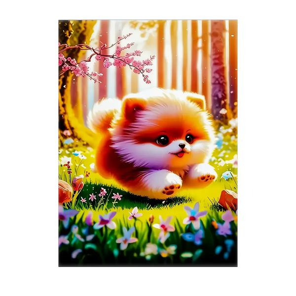 Tableau Chiot Fluffy – 10x15 cm