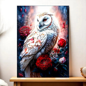 Tableau Chouette Fleur - Les Bois d'Aurore