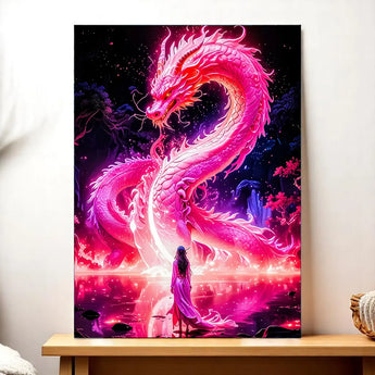 Tableau Dragon Chinois Rose - Les Bois d'Aurore