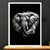 Cadre Blanc Éléphant Noir et Blanc