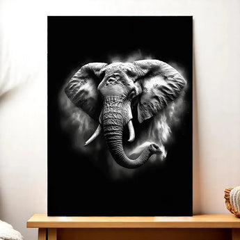 Tableau Éléphant Noir et Blanc - Les Bois d'Aurore