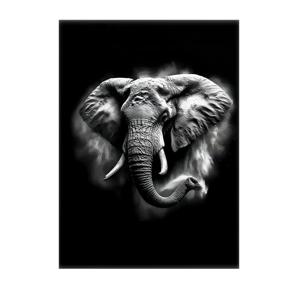 Tableau Éléphant Noir et Blanc – 10x15 cm