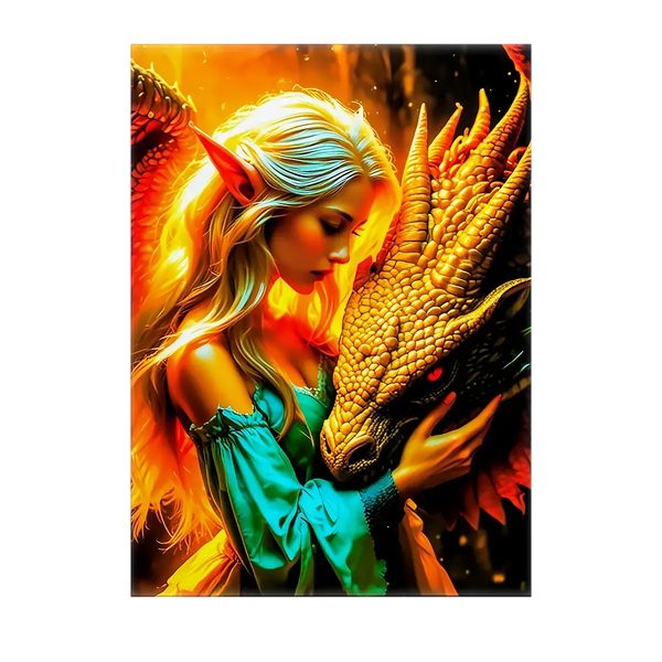 Tableau Femme et Dragon – 10x15 cm
