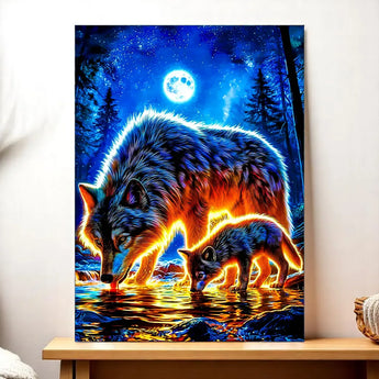 Tableau Loup Famille - Les Bois d'Aurore