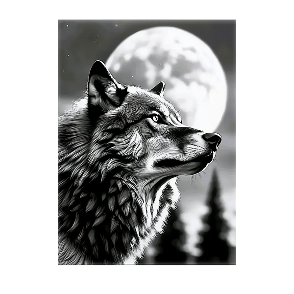 Tableau Loup Monochrome – 10x15 cm