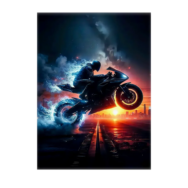 Tableau Moto Noire – 10x15 cm